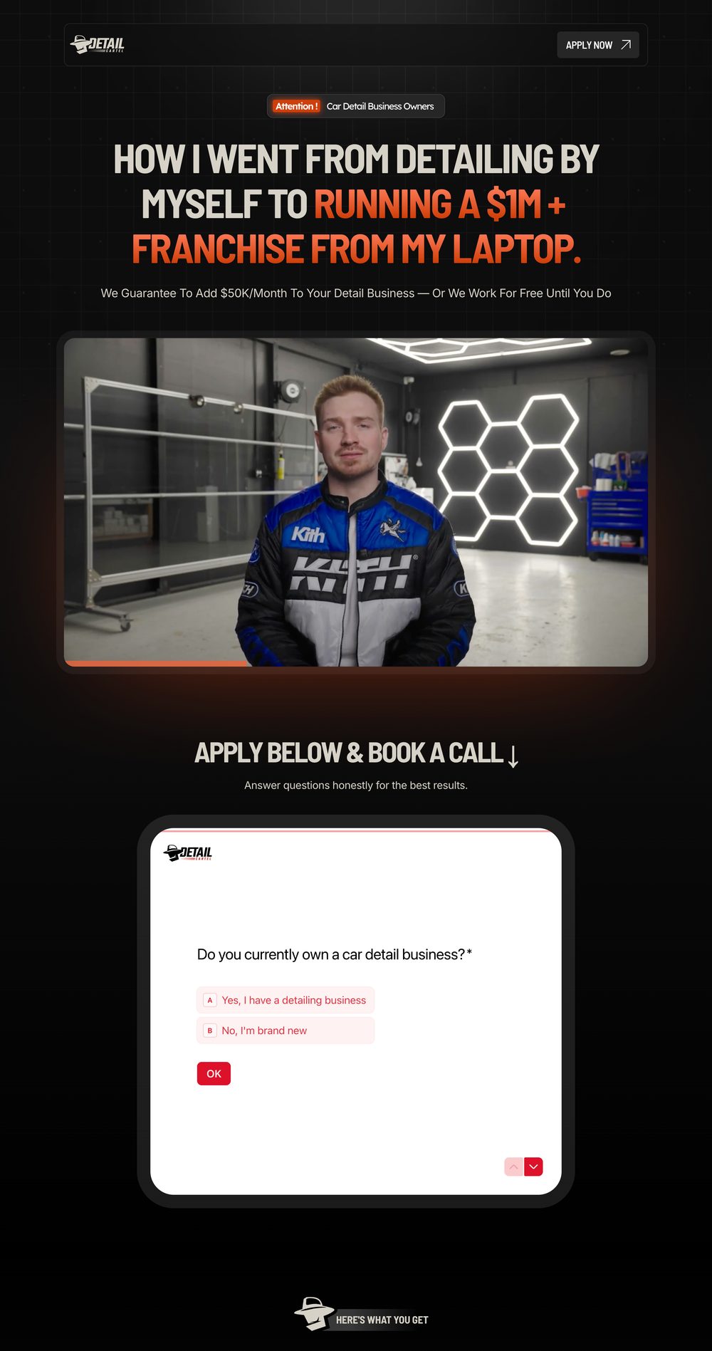 Car Detailing Consulting VSL Funnel landing page preview