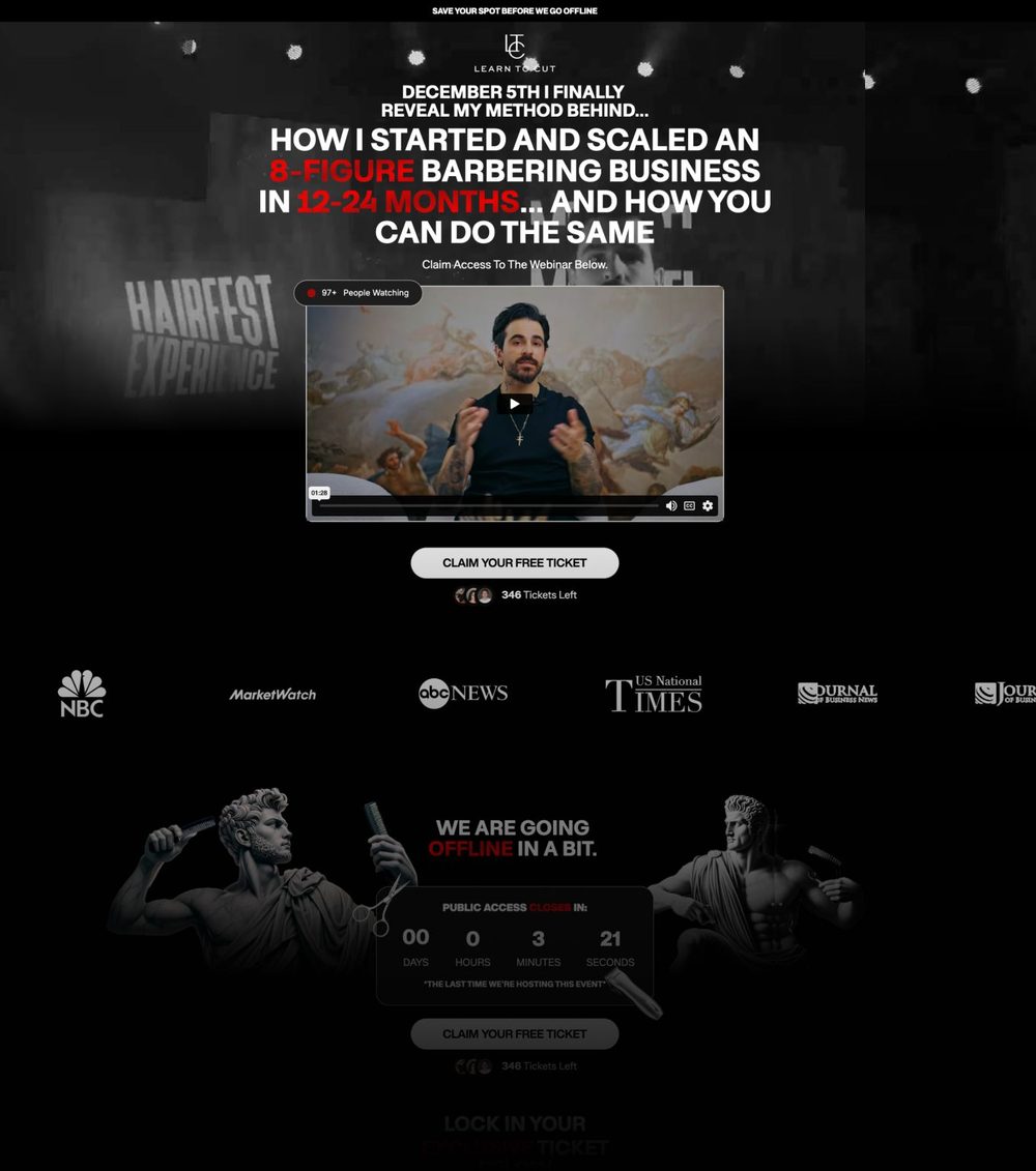 Top Barbering Community landing page preview