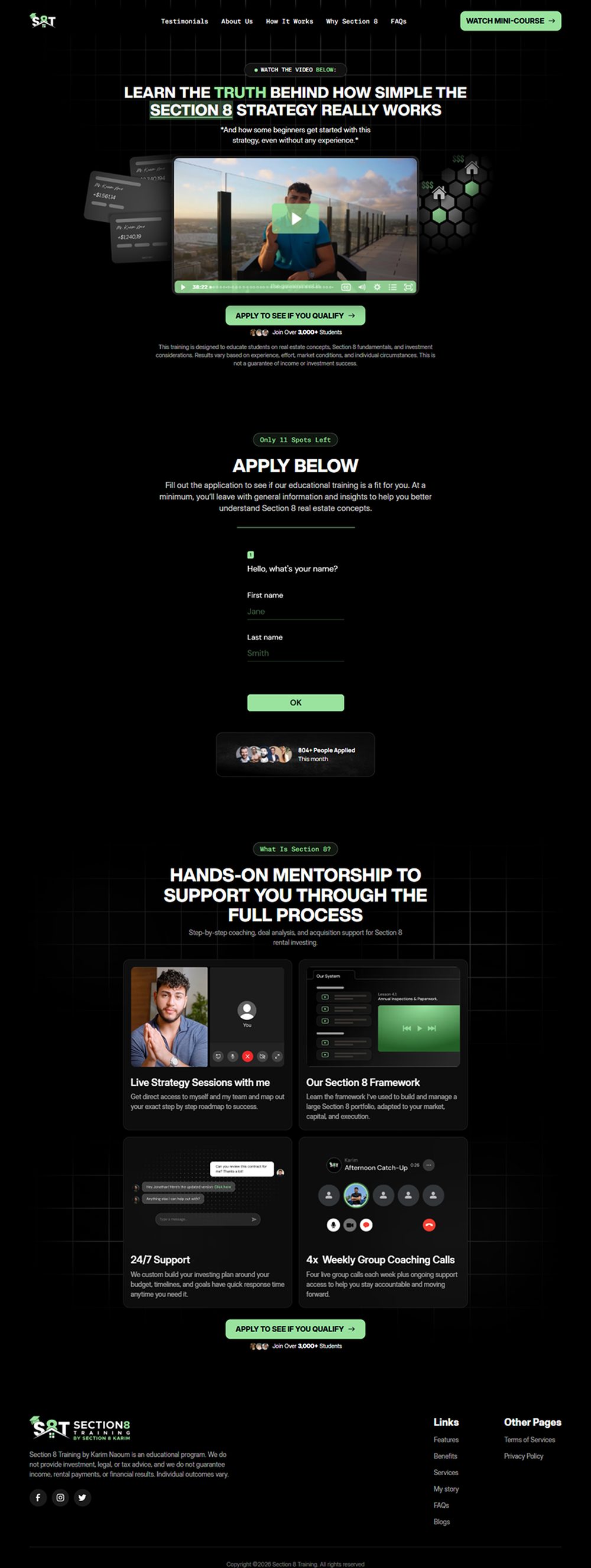 Section 8 Investing Consulting landing page preview